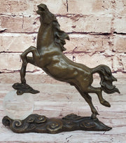 Bronze Horse Figurine Sculpture w/ Crystal Ball - Signed Original Equestrian Art by Milo