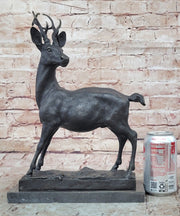 Elk Reindeer Stag Buck Hot Cast Bronze Figure Sculpture on Marble Base by Milo 