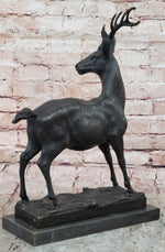 Elk Reindeer Stag Buck Hot Cast Bronze Figure Sculpture on Marble Base by Milo 