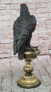 Hot Cast Bronze Eagle on Golden Pedestal Signed Original Wildlife Birds Art by Milo 