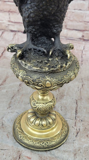 Hot Cast Bronze Eagle on Golden Pedestal Signed Original Wildlife Birds Art by Milo 