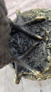 Hot Cast Bronze Eagle on Golden Pedestal Signed Original Wildlife Birds Art by Milo 