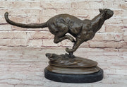 Running Panther Puma Mountain Lion Bronze Sculpture Statue Wildlife Original Art