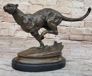 Running Panther Puma Mountain Lion Bronze Sculpture Statue Wildlife Original Art