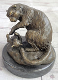 Load image into Gallery viewer, Playful Cat & Kitten - Signed Handmade Bronze Sculpture on Marble Base by Milo
