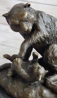 Load image into Gallery viewer, Playful Cat & Kitten - Signed Handmade Bronze Sculpture on Marble Base by Milo
