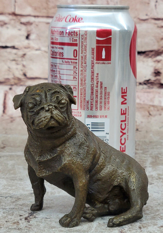 Pug Dog Bronze Miniature Statue Sculpture Figure Original Art 4" x 4" 