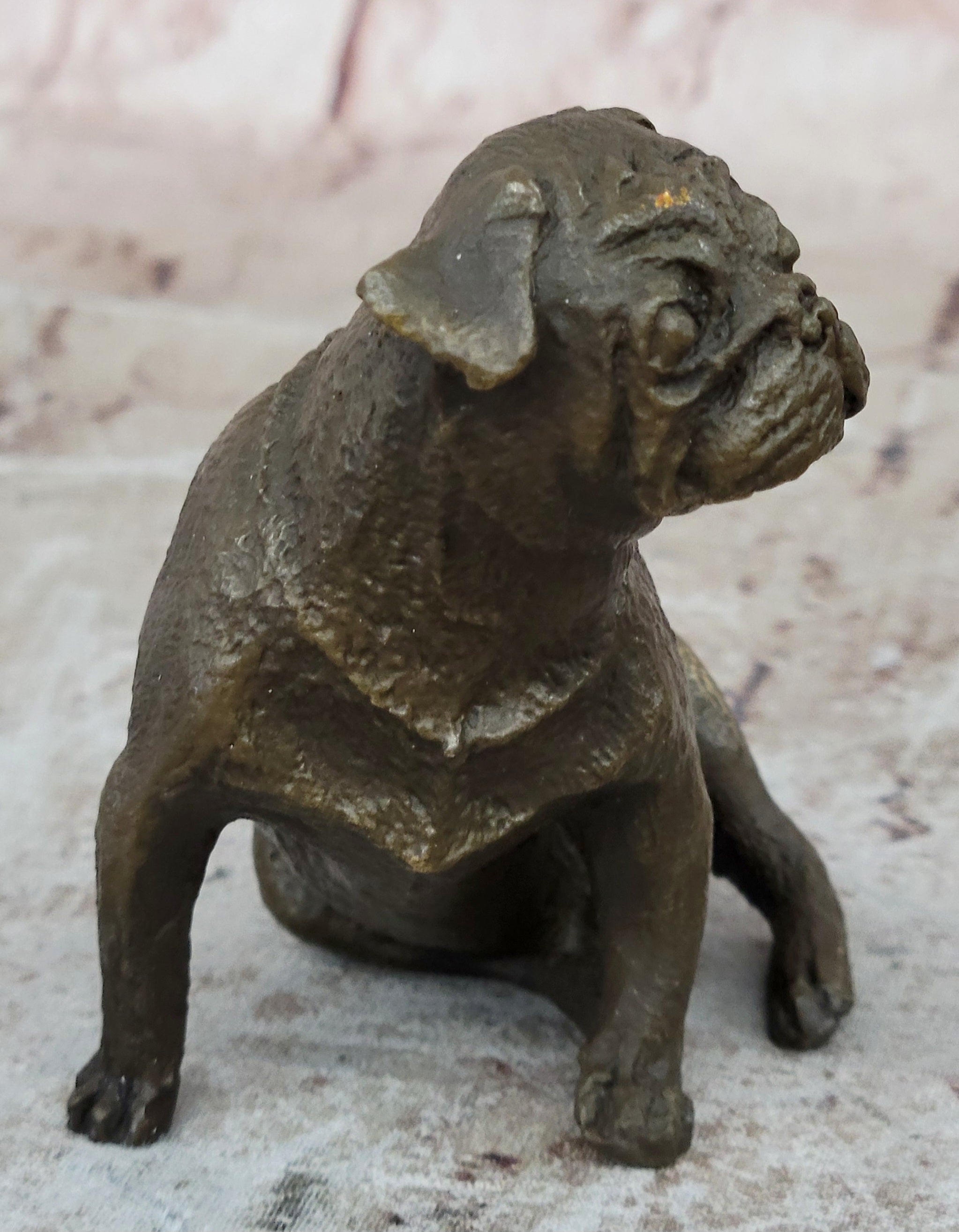 Pug Dog Bronze Miniature Statue Sculpture Figure Original Art 4" x 4" 