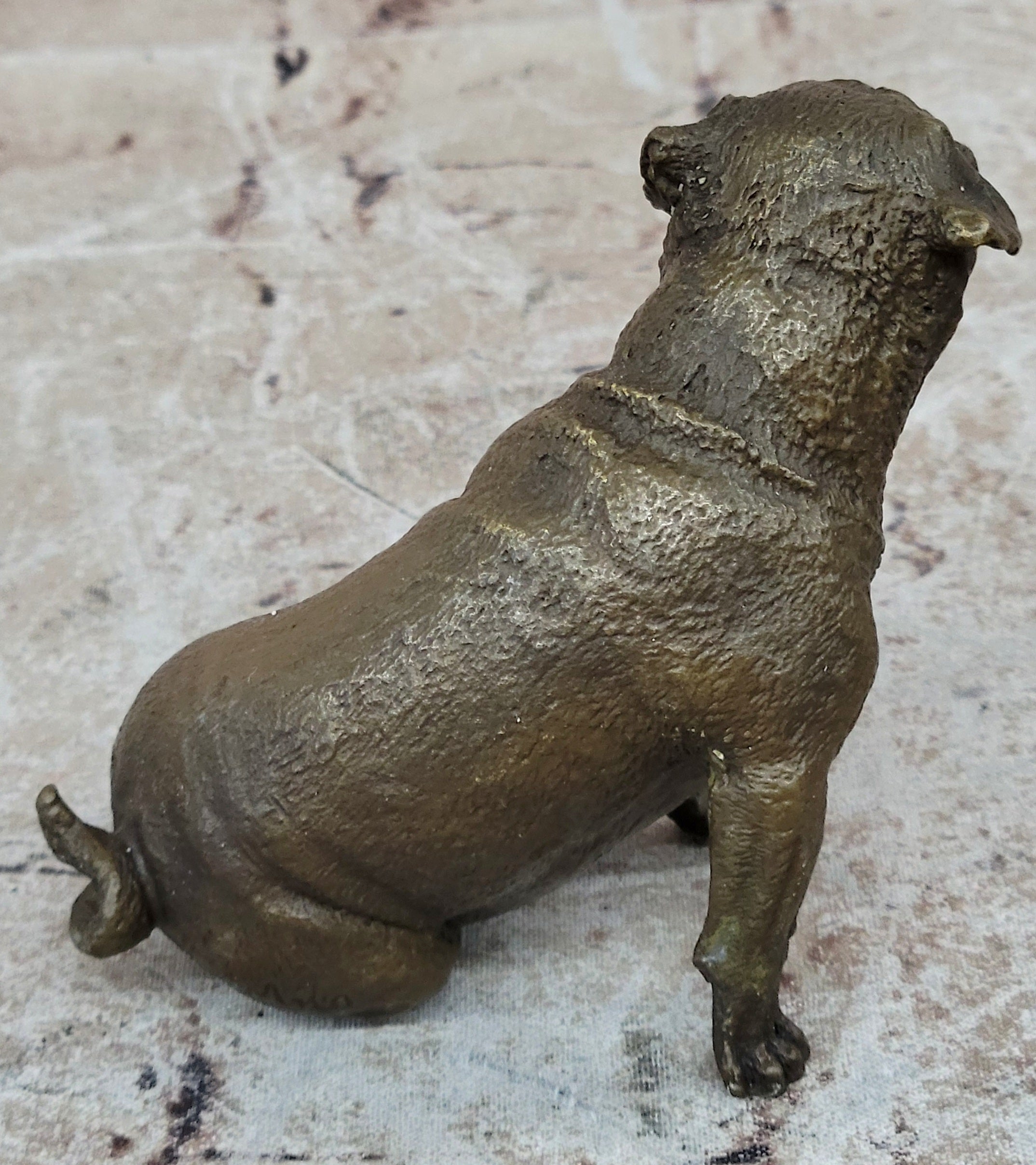 Pug Dog Bronze Miniature Statue Sculpture Figure Original Art 4" x 4" 