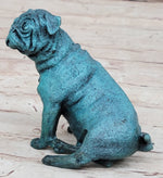 Pug Dog Puppy Bronze Metal Figurine Sculpture Decor Collectible Blue Patina Original Art