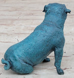 Pug Dog Puppy Bronze Metal Figurine Sculpture Decor Collectible Blue Patina Original Art