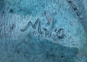 Pug Dog Puppy Bronze Metal Figurine Sculpture Decor Collectible Blue Patina Original Art