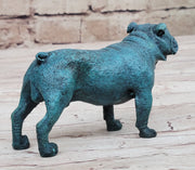 English Bulldog Bronze Metal Figurine Sculpture Original Art Collectible Blue Patina