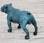 English Bulldog Bronze Metal Figurine Sculpture Original Art Collectible Blue Patina