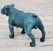 English Bulldog Bronze Metal Figurine Sculpture Original Art Collectible Blue Patina