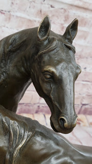 Pair of Horses Bronze Sculpture – Elegant Equestrian Artwork on Marble Base by PJ Mene