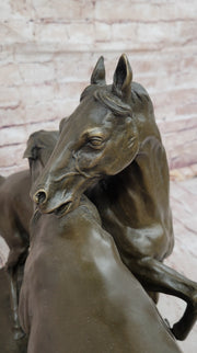 Pair of Horses Bronze Sculpture – Elegant Equestrian Artwork on Marble Base by PJ Mene