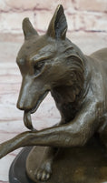 Load image into Gallery viewer, German Shepherd Bushy Tailed Dog Licking Paw Bronze Statue Sculpture Original Milo
