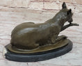 Load image into Gallery viewer, German Shepherd Bushy Tailed Dog Licking Paw Bronze Statue Sculpture Original Milo
