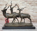 Load image into Gallery viewer, Kudu Antelope Family Gazelle African Deer Bronze Sculpture Figurine Statue

