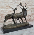 Load image into Gallery viewer, Kudu Antelope Family Gazelle African Deer Bronze Sculpture Figurine Statue
