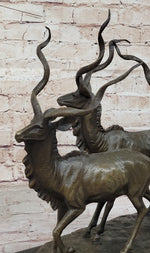 Kudu Antelope Family Gazelle African Deer Bronze Sculpture Figurine Statue