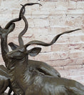 Load image into Gallery viewer, Kudu Antelope Family Gazelle African Deer Bronze Sculpture Figurine Statue
