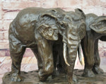 Bronze Elephant Pair Sculpture – Majestic Wildlife Art on Marble Base by Milo
