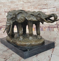 Load image into Gallery viewer, Bronze Elephant Pair Sculpture – Majestic Wildlife Art on Marble Base by Milo
