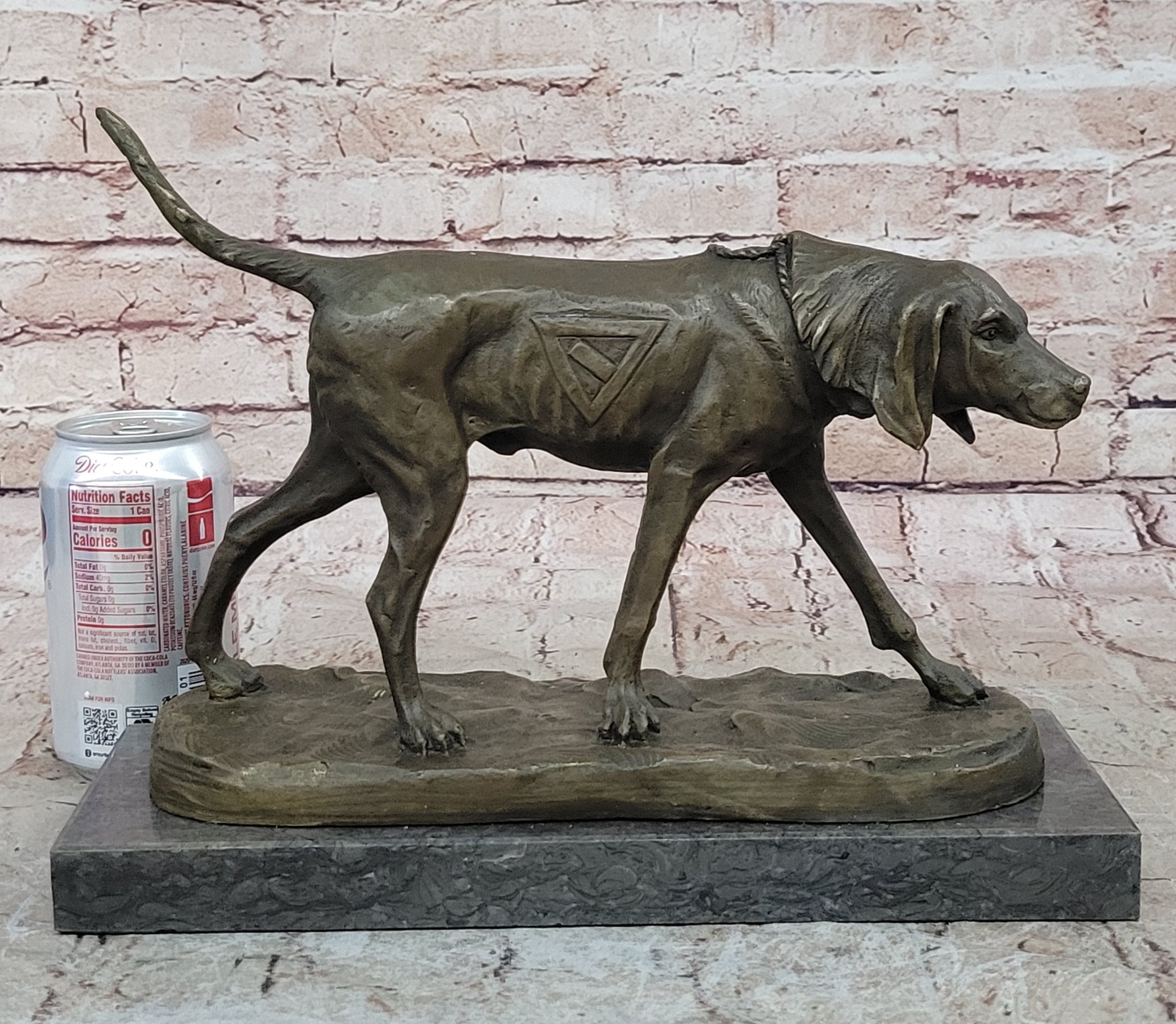 Service Dog Support Animal Bronze Statue Sculpture Figure 9.5" x 12" 