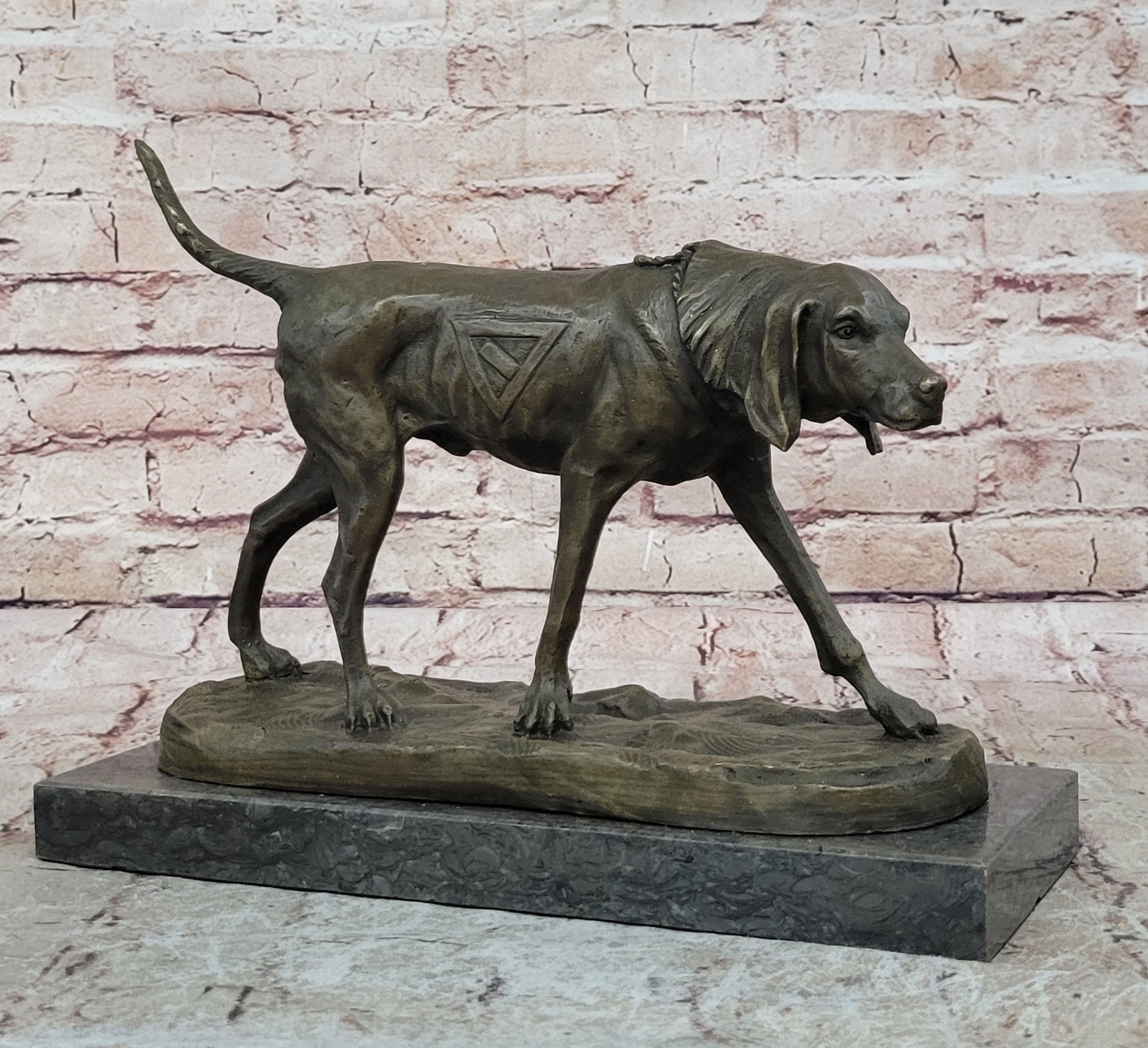 Service Dog Support Animal Bronze Statue Sculpture Figure 9.5" x 12" 