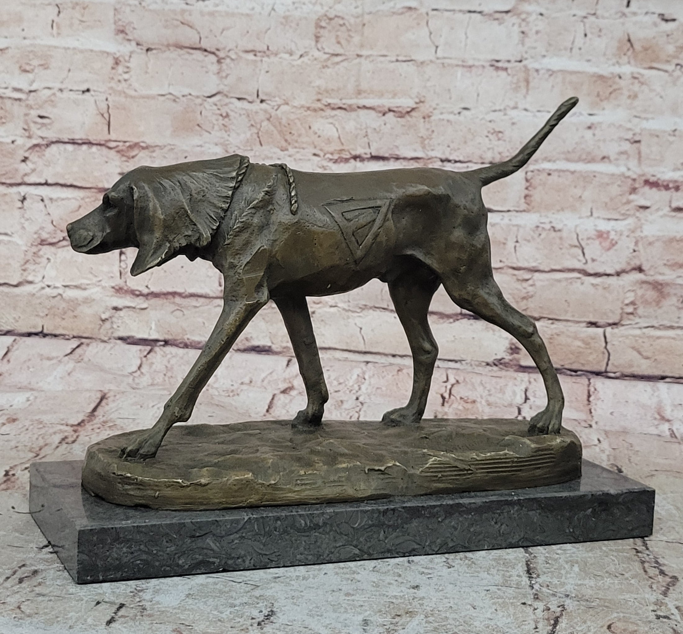 Service Dog Support Animal Bronze Statue Sculpture Figure 9.5" x 12" 