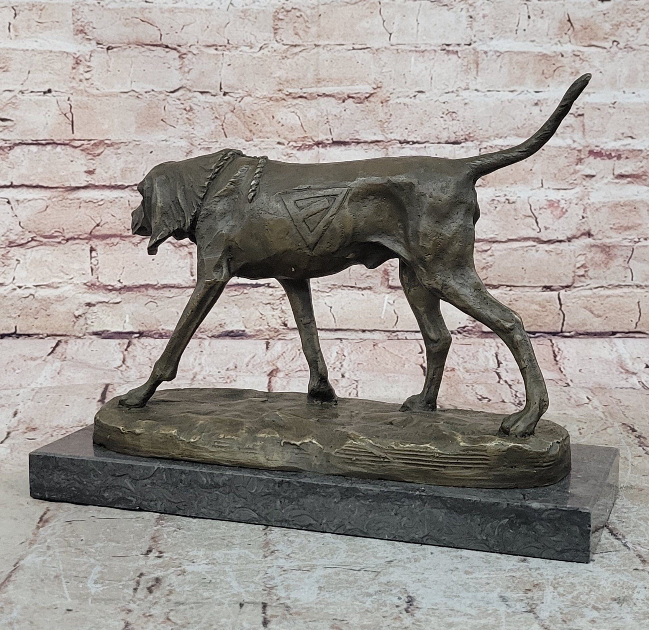 Service Dog Support Animal Bronze Statue Sculpture Figure 9.5" x 12" 
