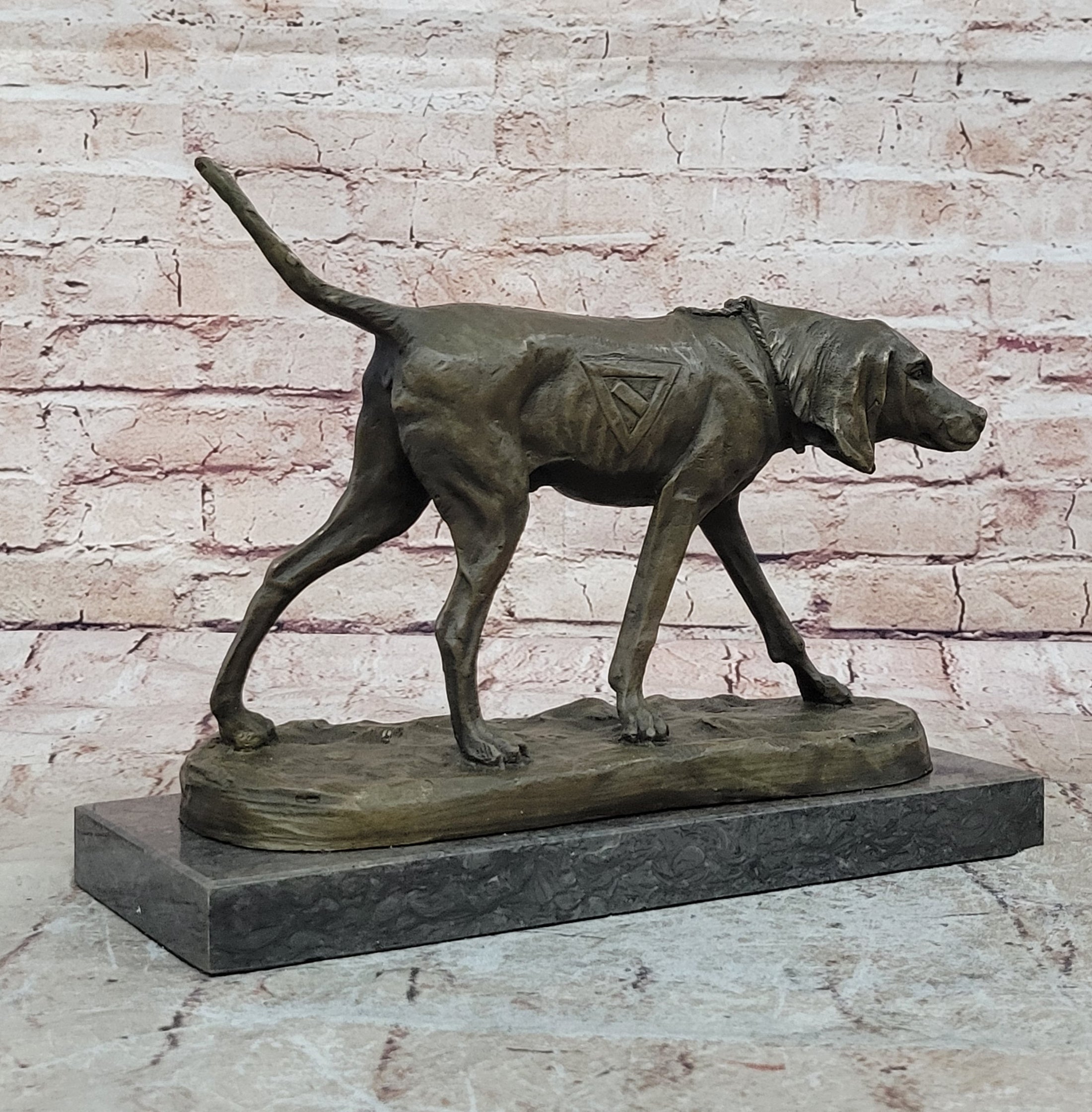 Service Dog Support Animal Bronze Statue Sculpture Figure 9.5" x 12" 