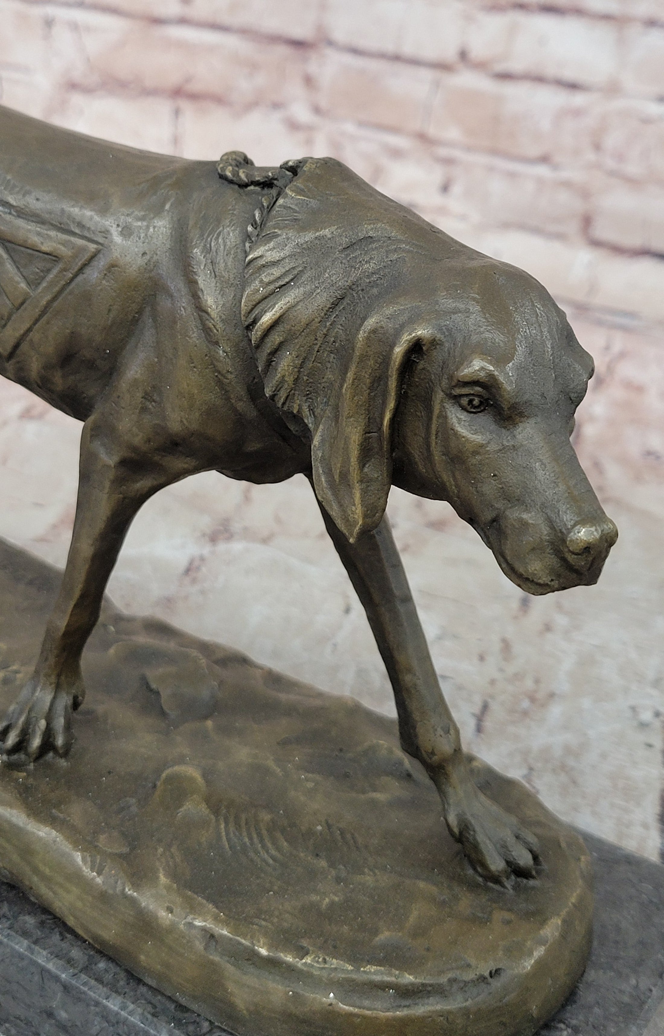 Service Dog Support Animal Bronze Statue Sculpture Figure 9.5" x 12" 