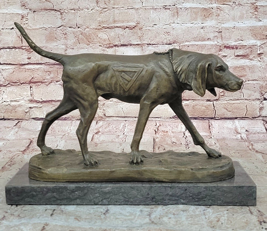 Service Dog Support Animal Bronze Statue Sculpture Figure 9.5" x 12" 