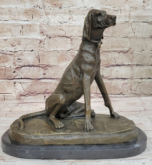 Bronze Service Dog w/ Vest Statue Sculpture Figure Figurine 10” x 10”