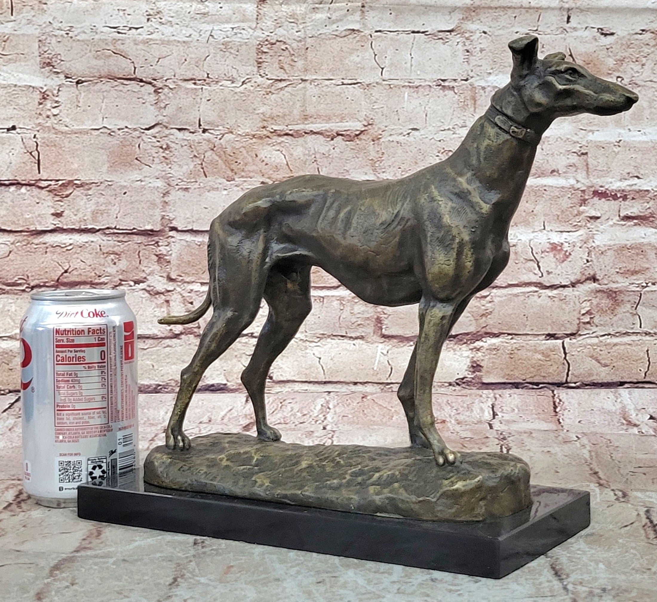 Greyhound Dog Bronze Metal Statue Sculpture Figure on Marble Base by Fremiet 