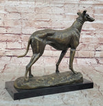 Greyhound Dog Bronze Metal Statue Sculpture Figure on Marble Base by Fremiet 