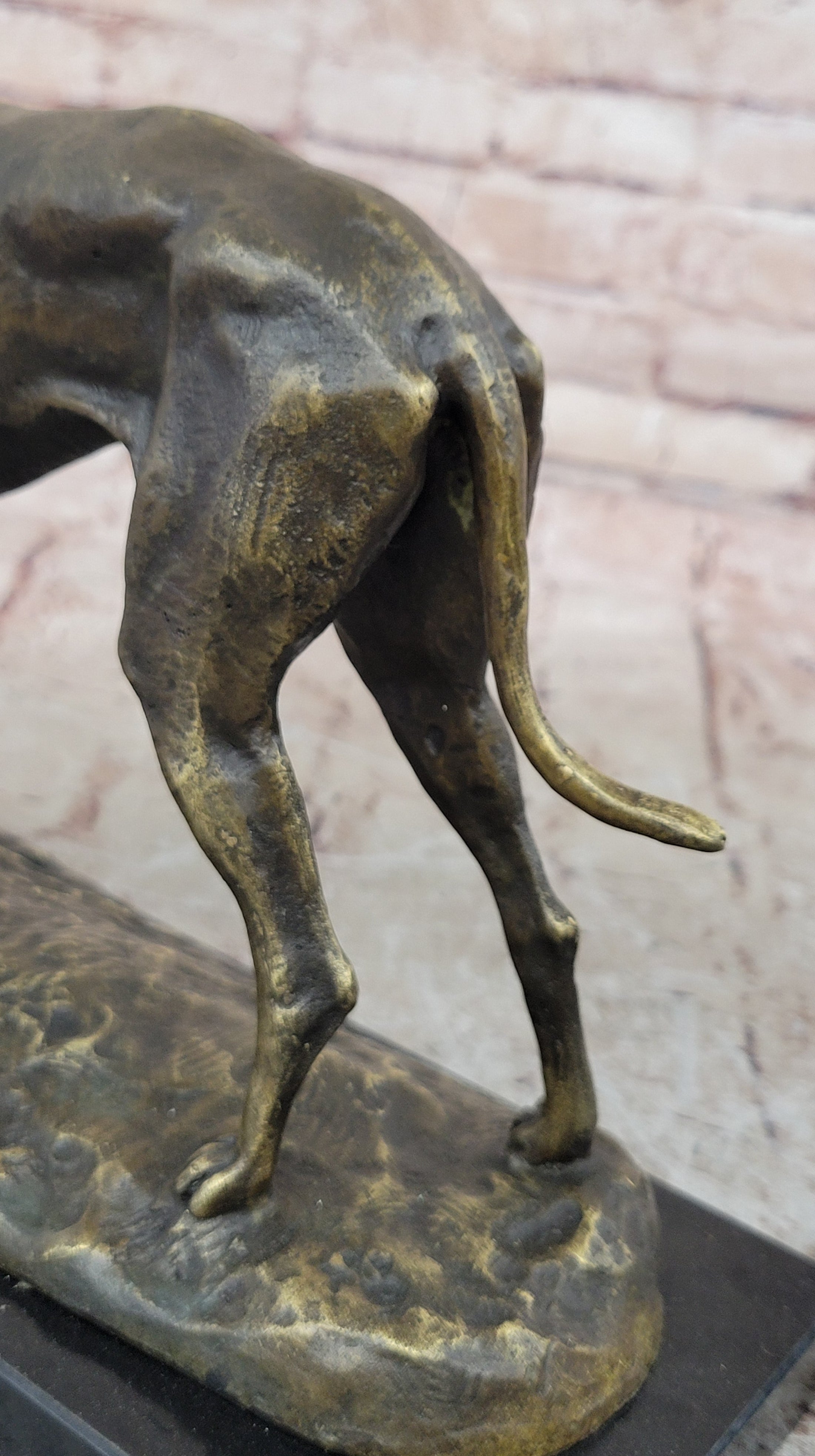 Greyhound Dog Bronze Metal Statue Sculpture Figure on Marble Base by Fremiet 