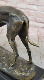Greyhound Dog Bronze Metal Statue Sculpture Figure on Marble Base by Fremiet 