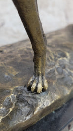 Greyhound Dog Bronze Metal Statue Sculpture Figure on Marble Base by Fremiet 