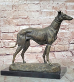 Greyhound Dog Bronze Metal Statue Sculpture Figure on Marble Base by Fremiet 