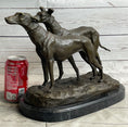 Load image into Gallery viewer, Pair of Greyhounds - Two Slender Racing Dogs Handmade Bronze Sculpture by Fremiet
