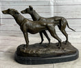 Load image into Gallery viewer, Pair of Greyhounds - Two Slender Racing Dogs Handmade Bronze Sculpture by Fremiet
