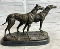 Load image into Gallery viewer, Pair of Greyhounds - Two Slender Racing Dogs Handmade Bronze Sculpture by Fremiet
