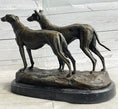 Load image into Gallery viewer, Pair of Greyhounds - Two Slender Racing Dogs Handmade Bronze Sculpture by Fremiet

