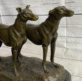 Load image into Gallery viewer, Pair of Greyhounds - Two Slender Racing Dogs Handmade Bronze Sculpture by Fremiet
