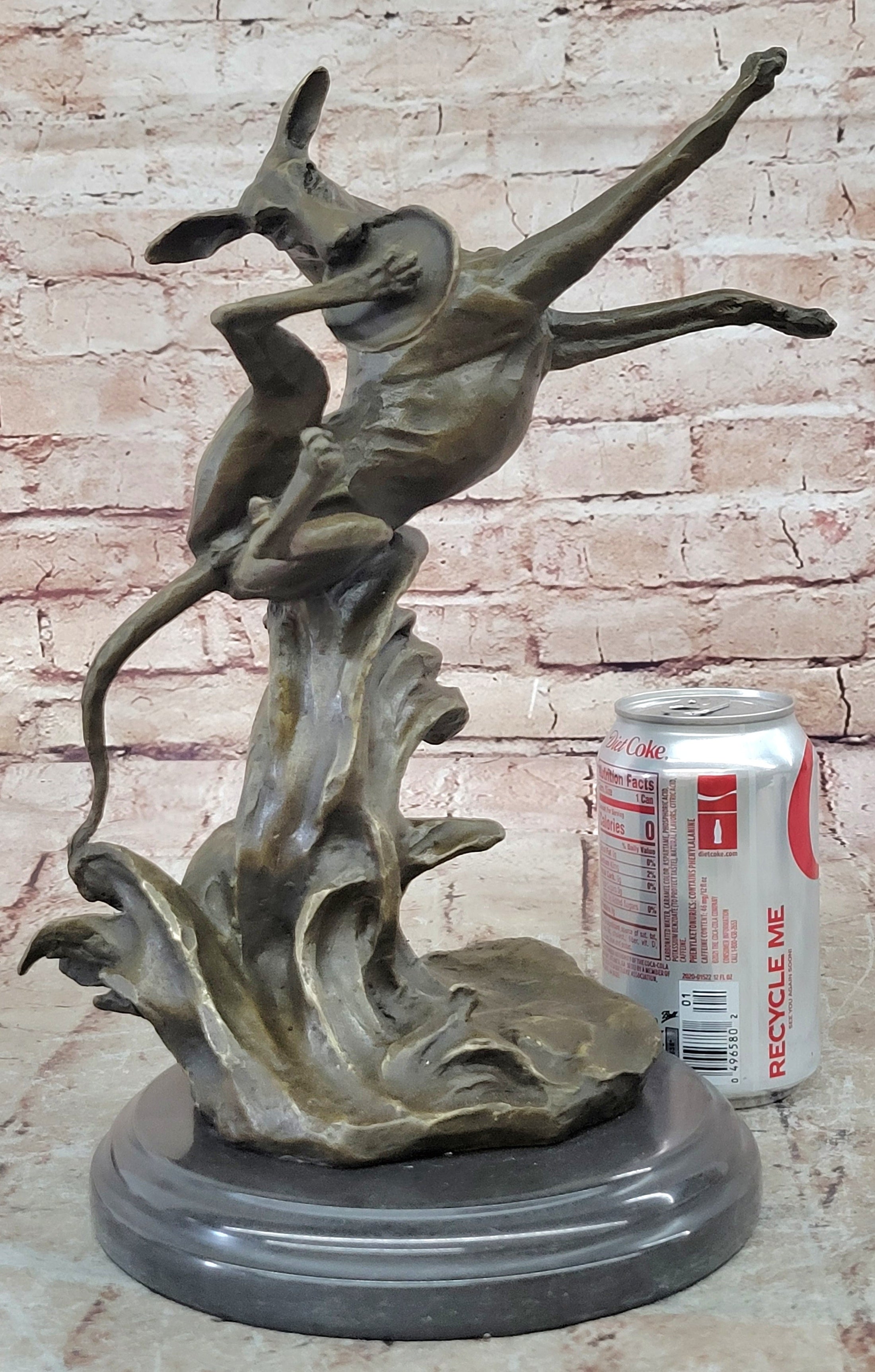 Puppy Dog Catching Frisbee Bronze Sculpture Statue Decor Original Art by Milo 
