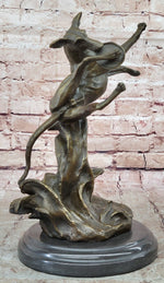 Puppy Dog Catching Frisbee Bronze Sculpture Statue Decor Original Art by Milo 